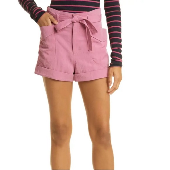 rag & bone Pants - Rag & Bone Blush Pink High Tie Waist Trail Shorts Size 6 Sash